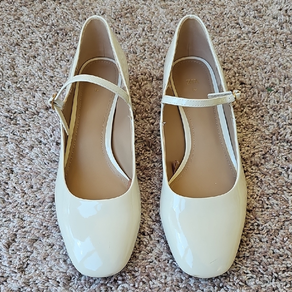 Elegant Cream Patent Mary Jane Heels